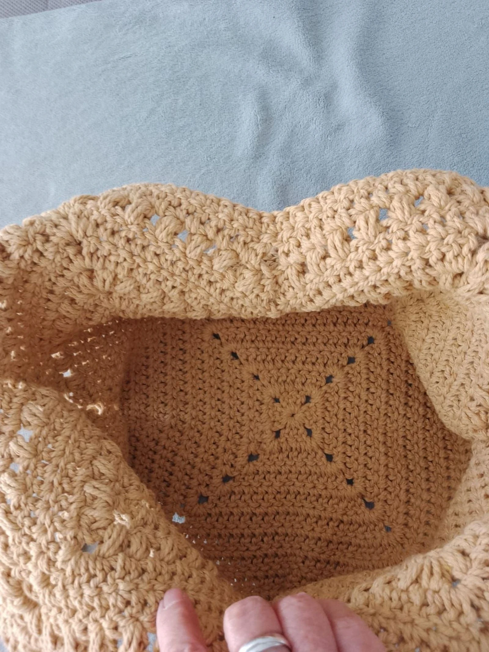 Bolso de verano de ganchillo camel/mostaza - algodón – photo 3